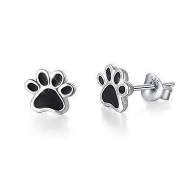 Sterling Silver Paw-Print Stud Earrings