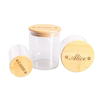 Personalized Glass Treat Canister with Wooden Lid