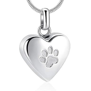 Paw-Print Heart Cremation Urn Necklace for Ashes