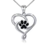 Sterling Silver Paw-Print Heart Necklace