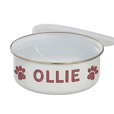 Personalization Universe Farmhouse Enamel Dog Bowl with Lid