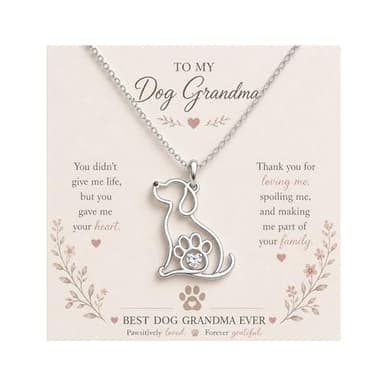 Dog-Outline Paw Pendant on a “Dog Grandma” Card