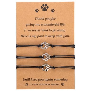 Pet Loss Paw-Print Friendship Bracelets (Set of 3)