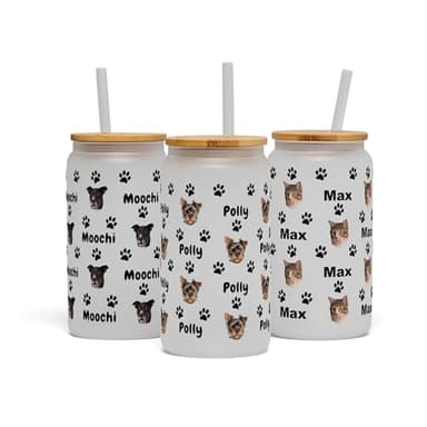 Custom Pet Portrait 16oz Glass Can