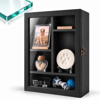 Pine Pet Memorial Shadow Box with Adjustable Dividers (12 x 14.7 in)