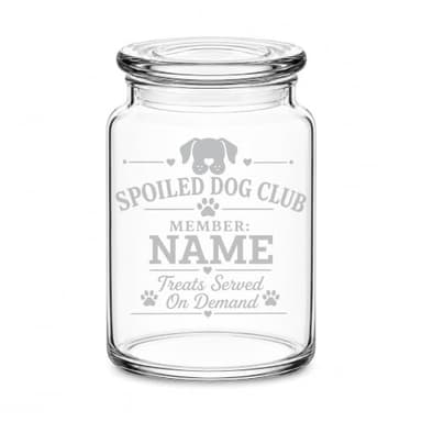 Spoiled Dog Club Engraved Glass Treat Jar
