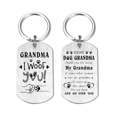 “Grandma, I Woof You” Stainless Keychain
