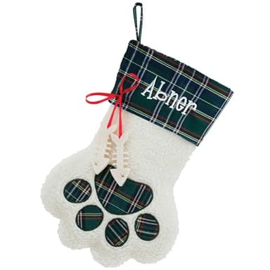 Personalized Planet Dog Paw Faux Sherpa Christmas Stocking