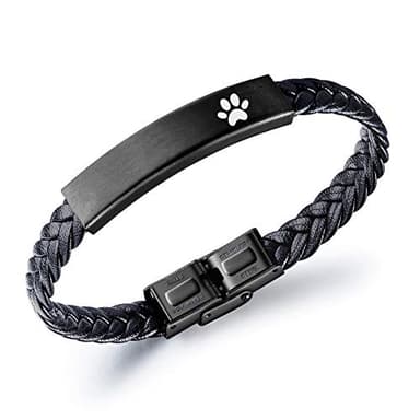 Personalized Braided Leather Pet Memorial Cuff