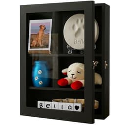 Solid Wood Pet Memorial Shadow Box with Shelves and Door (12 x 16 in)