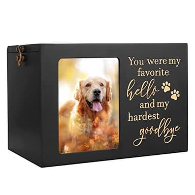 Wooden Pet Memorial Urn Box with Photo Frame