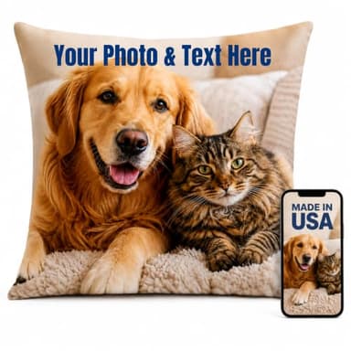 18-Inch Custom Pet Photo Throw Pillow