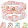Senristar Personalized Floral Dog Collar with Engraved Gold Buckle
