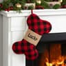 Personalized Planet Buffalo Plaid Dog Bone Christmas Stocking
