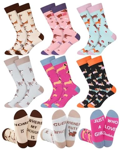 Dachshund Crew Socks, Six Pairs