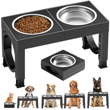 Adjustable-Height Elevated Dog Bowl Stand