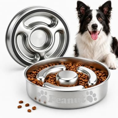 Styletify Personalized Stainless Steel Slow Feeder Bowl
