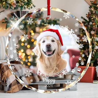 Custom Dog Photo Crystal Glass Ornament